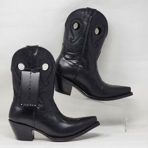 Black Star Leather Matador Western Boots Cushion Footbed Womens Size 6 New